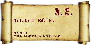 Miletits Réka névjegykártya
